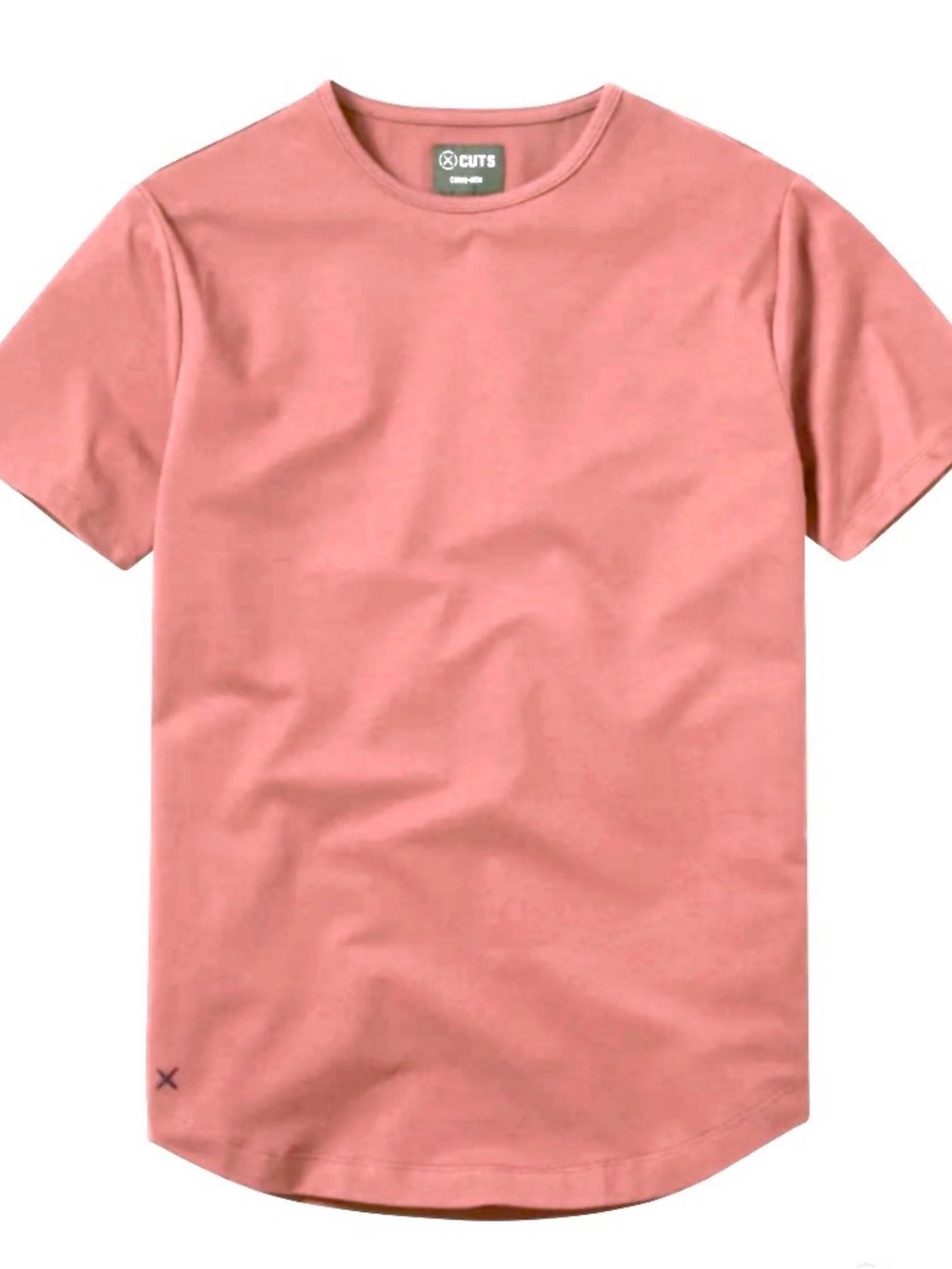 Cuts Clothing Men’s AO Curve-Hem Short-Sleeve Crewneck T-Shirt in Brick Red